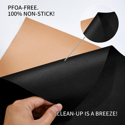 Grill Mat Set of 6-100% Non-Stick Reusable Mats for Gas, Charcoal or Electric Grills - Easy to Clean - 15.75 x 13-Inch, Black