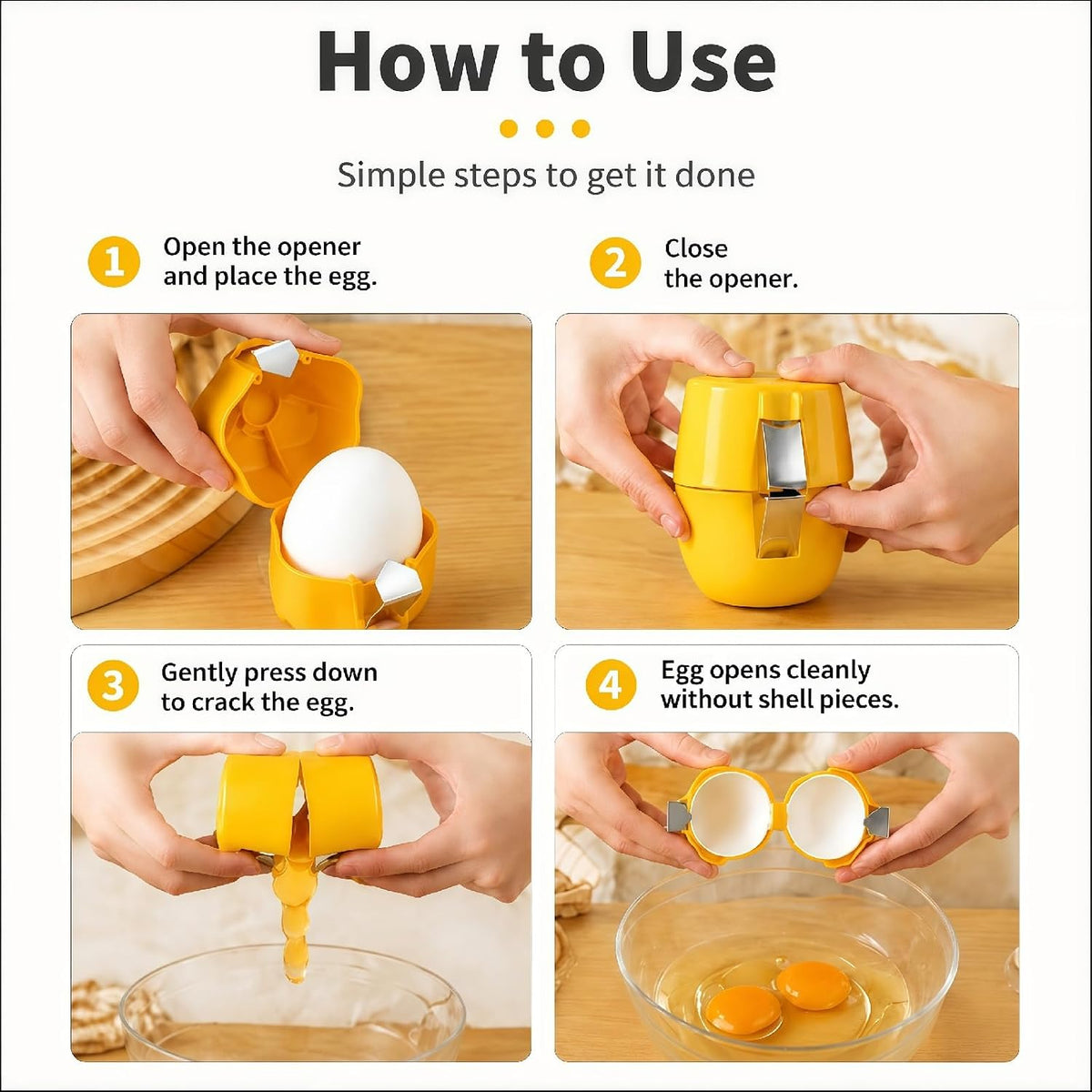 Egg Shell Opener, 2-in-1 for Raw & Boiled Eggs，Orange