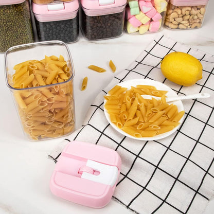 U-QE Airtight Food Storage Containers -8 Piece BPA Free Clear Plastic Airtight Containers with Easy Lock Lids for Kitchen Pantry Organization and Storage - Sugar, Flour, Cereal, Labels & Marker