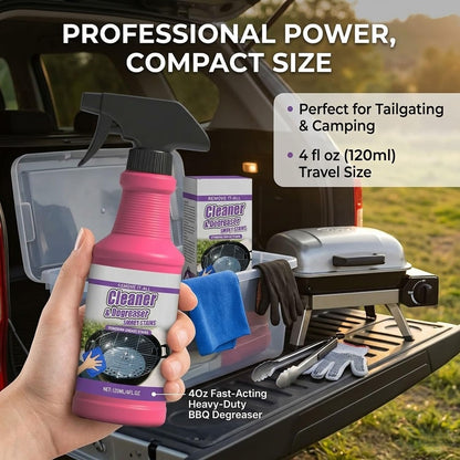 4Oz Grill Cleaner Spray - Fast-Acting Heavy-Duty BBQ Degreaser for Outdoor Grills, Smokers & Grates - Professional Grease Remover for Burnt Food (2pcs)
