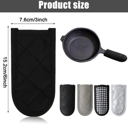 Patelai 4 Pcs Pot Handle Covers Heat Resistant Cast Iron,Black,Grey