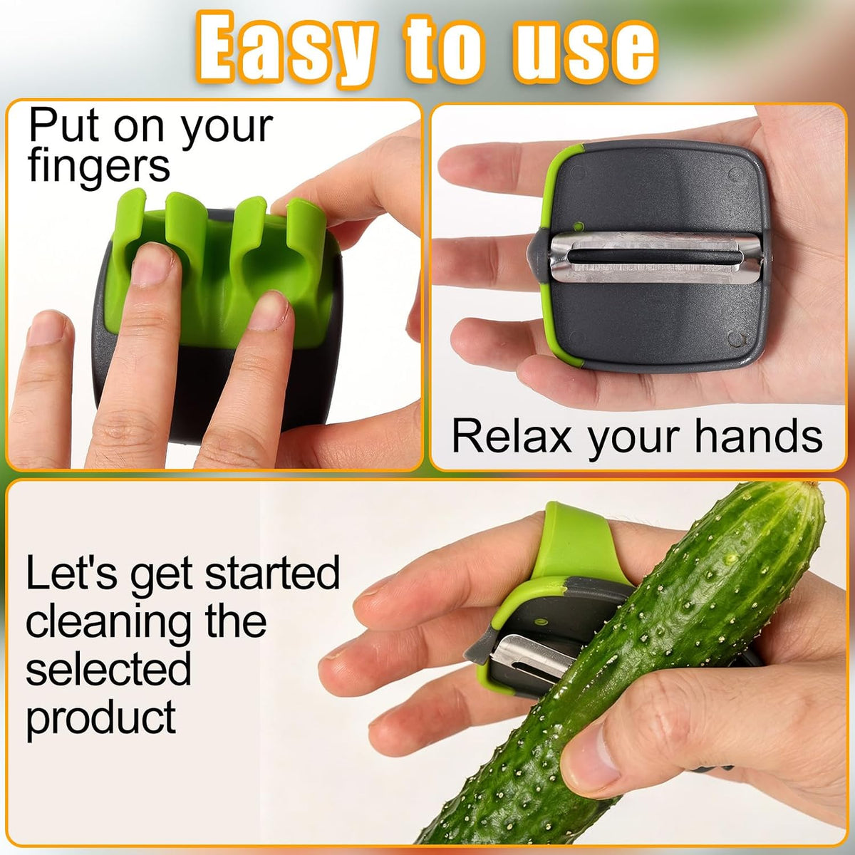 Finger Peeler for Vegetables, with Sharp Stainless Steel Blade