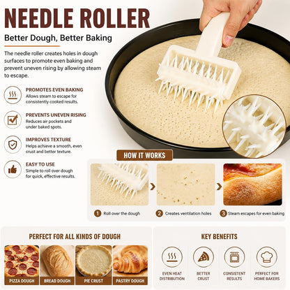 Pizza Dough Docker, Plastic Pastry Roller with Spikes, Docking Tool for Home and Kitchen