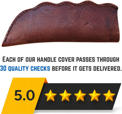 Leather Cast Iron Skillet Handle Cover, Heat Resistant Pan Grip Sleeve for Frying Pans, Dutch Oven & Griddles, Safe Non-Slip Cooking Handle Protector, Brown (Handle Cover Curve)