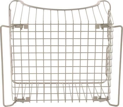 Spectrum Ashley Small Stackable Wire Baskets for Pantry & Kitchen Counter Organizer, Stacking Fruit Basket Wire Bin with Raised Feet & Handles for Vegetable Fruit Potato Onion Storage, Satin Nickel