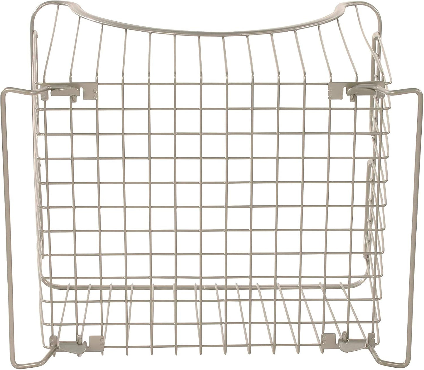 Spectrum Ashley Small Stackable Wire Baskets for Pantry & Kitchen Counter Organizer, Stacking Fruit Basket Wire Bin with Raised Feet & Handles for Vegetable Fruit Potato Onion Storage, Satin Nickel