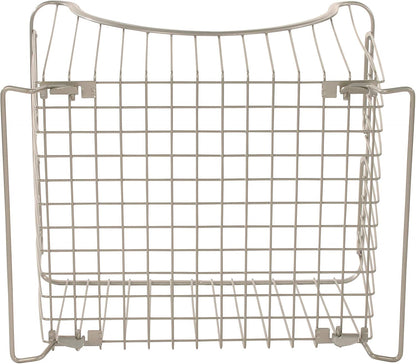 Spectrum Ashley Small Stackable Wire Baskets for Pantry & Kitchen Counter Organizer, Stacking Fruit Basket Wire Bin with Raised Feet & Handles for Vegetable Fruit Potato Onion Storage, Satin Nickel