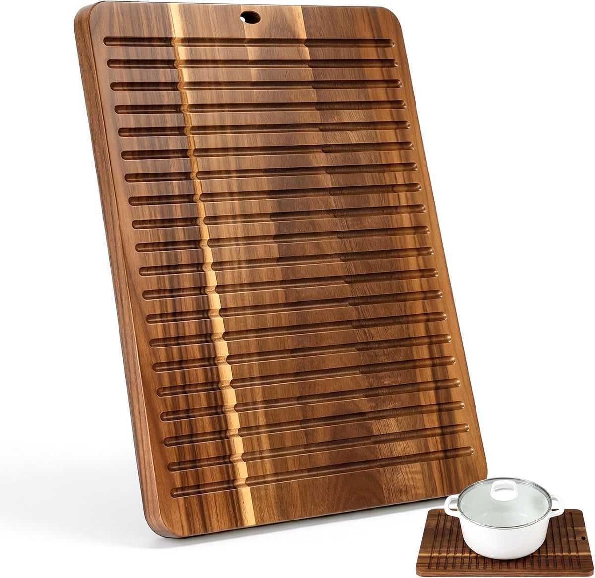 12 x 9 Inches Acacia Wood Trivet Mat Thicken Wooden Hot Pads Trivets Heat Resistant Non Slip Pads for Table Countertop Hot Dishes Holder Pot Bowl Teapot Kitchen Counter Protector