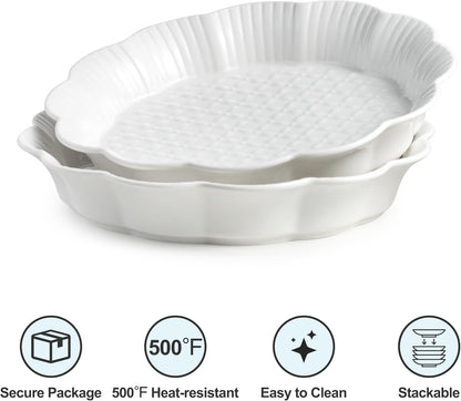 Deep Dish Pie Pan with Lid, 11 inch Ceramic Pie Dish, Round Baking Dish for Apple, Quiche, Pot Pies, Tart, etc, Microwave, Dishwasher, and Oven Safe
