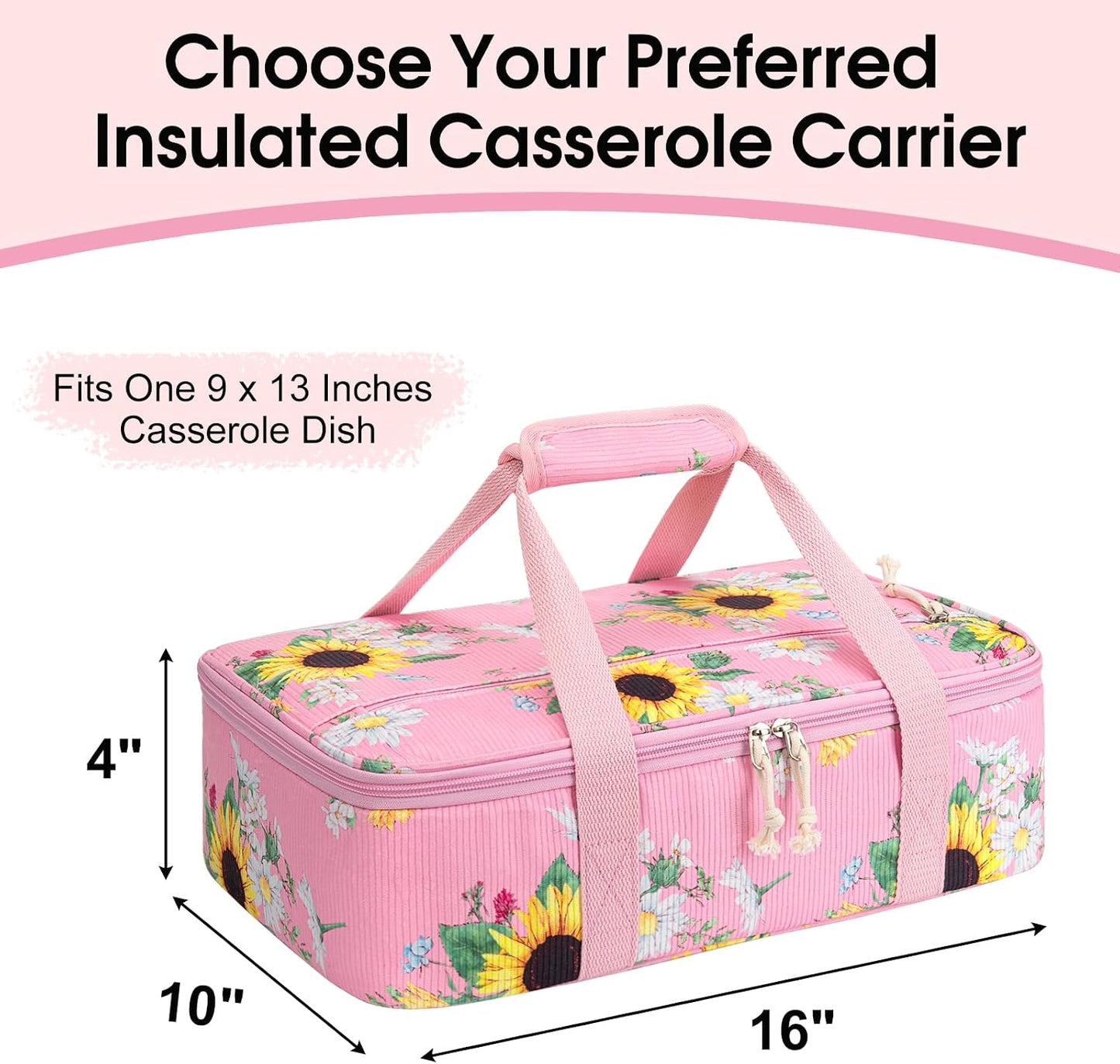 Insulated Casserole Carrier, Portable Casserole Carrier for Hot or Cold Food Lunch Tote Warmer or Cooler Bag, Lasagna Lunch Bag for Potluck Parties- Fits 9" x 13" Baking Dish-Charcoal Grey