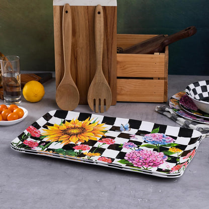 LEHAHA Grilling Prep and Serve Trays, BBQ Serving Platter, Melamine Serving Trays for Food, Set of 2, Great Gift for Father's Day, BBQ Lovers, Prefect for Chrismas Festival and Everyday use.