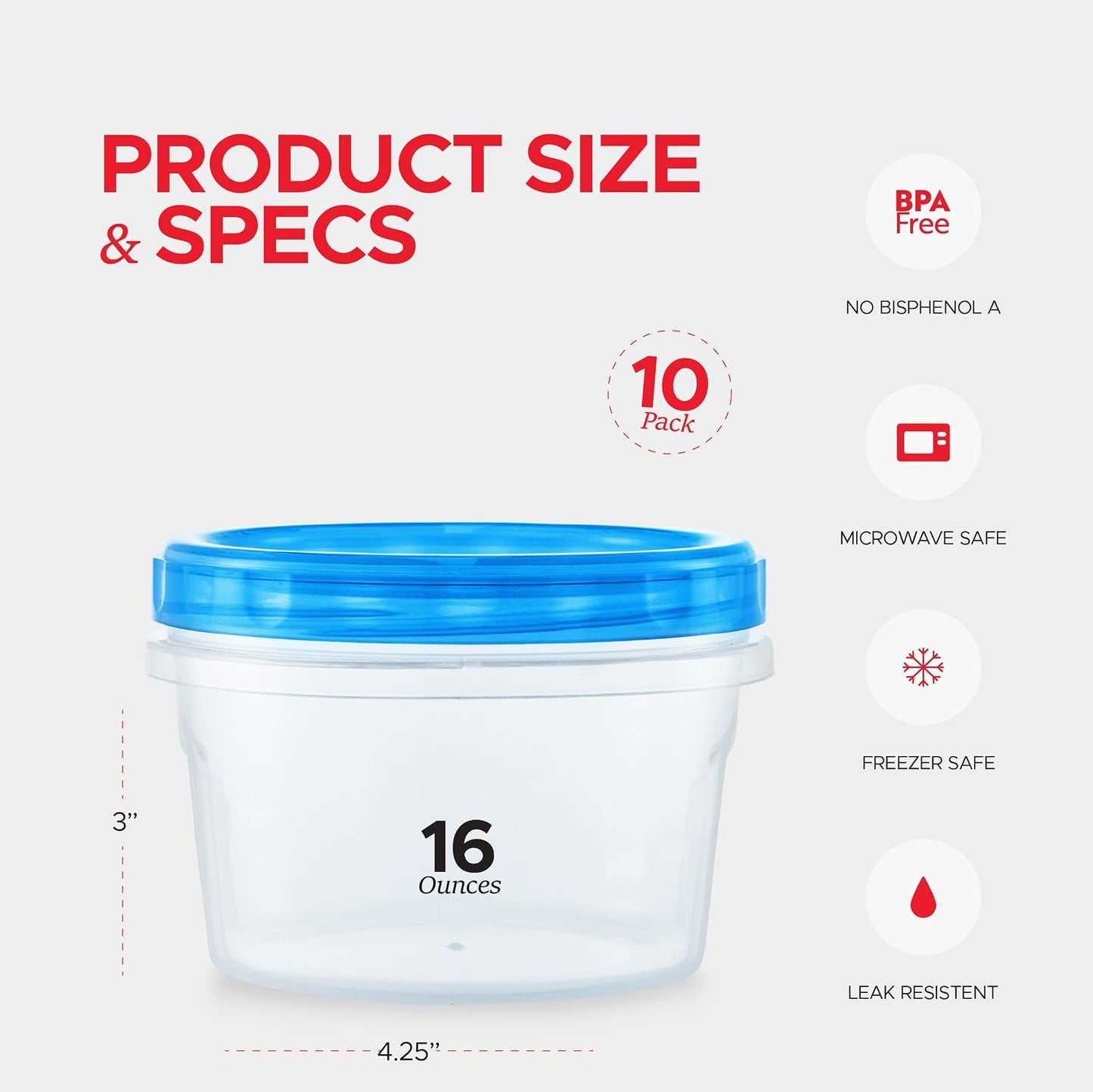 Tafura 10 Pack Leakproof Freezer Containers for Food with Twist Top Lids - 32 Oz BPA Free Reusable Plastic Soup Containers with Screw On Lids - Ideal for Meal Prep, Leftovers & Pantry Organization