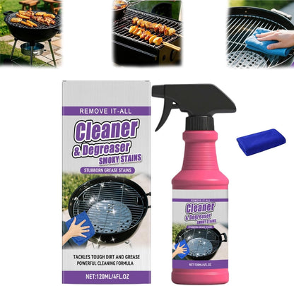 Fast-Acting Heavy-Duty Grill Degreaser Spray, 120 ML BBQ Grill Cleaning Spray Degreaser Cleaner Heavy Duty for Outdoor Grills Ovens & Grates (2pcs)