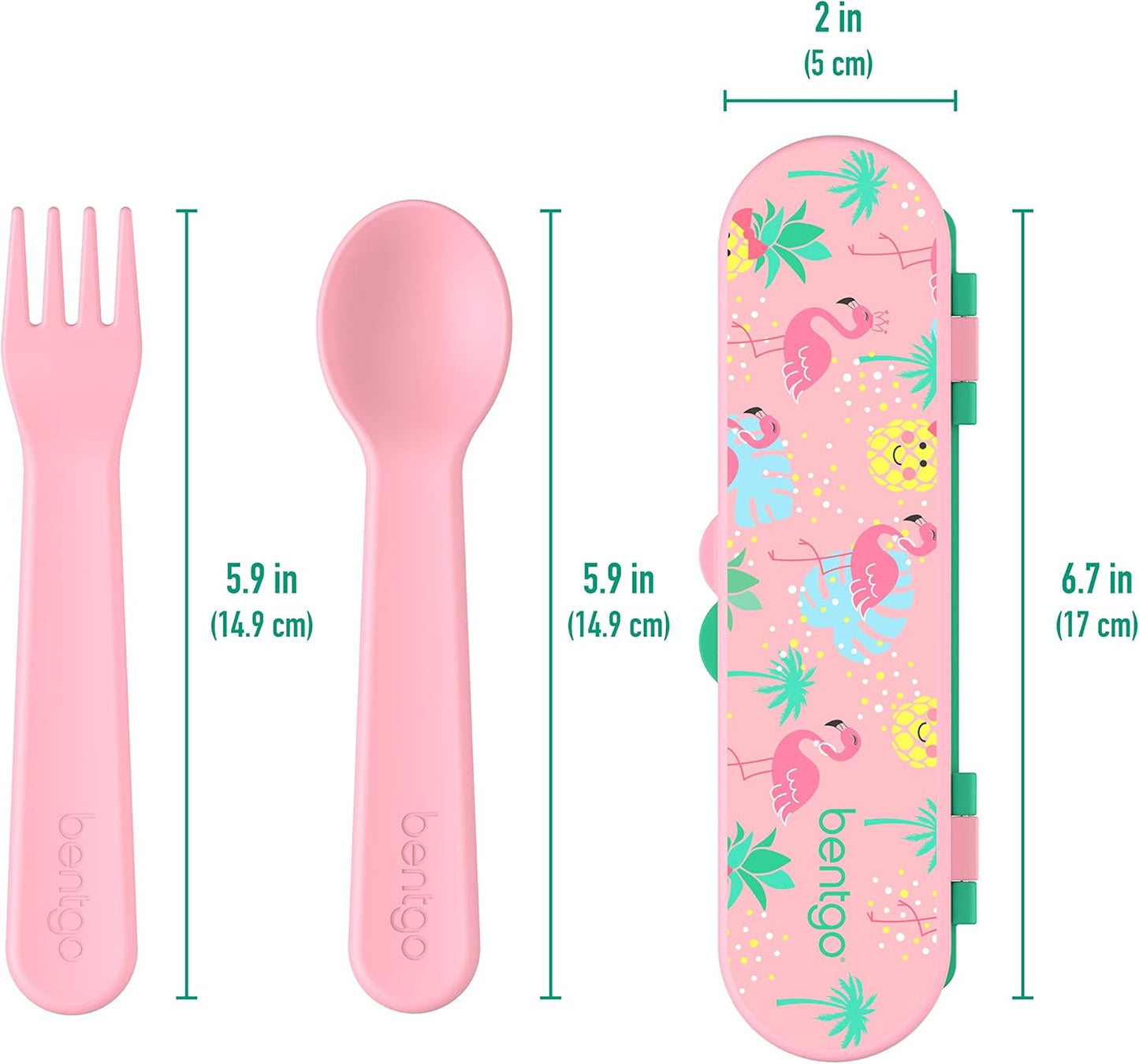 Bentgo Kids Utensil Set - Reusable Plastic Fork, Spoon & Storage Case - BPA-Free Materials, Easy-Grip Handles, Dishwasher Safe - Ideal for School Lunch, Travel, & Outdoors (Shark)