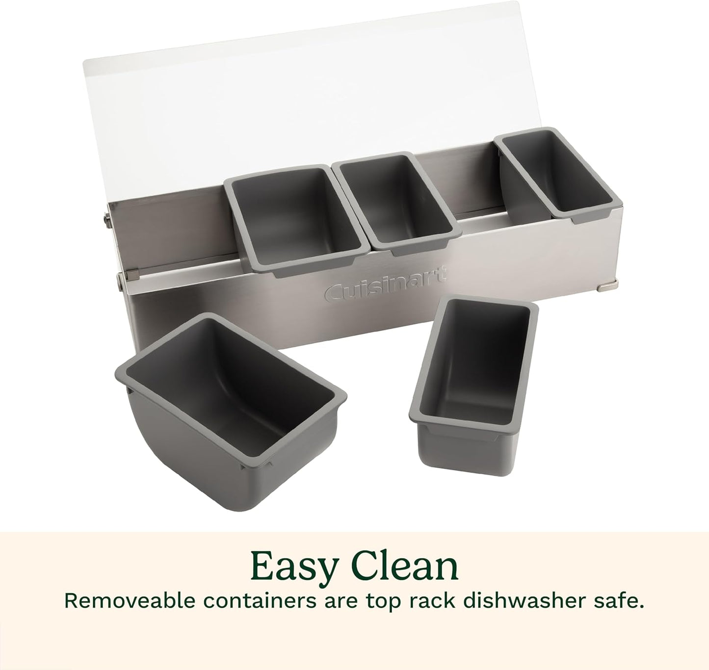 Cuisinart Condiment & Topping Station, 5 Dishwasher Safe Containers for Toppings & Condiments, Versatile Fresh Food Prep Station with Clear Lid, Perfect for BBQs, Burgers, Tacos, Pizza & Omelets