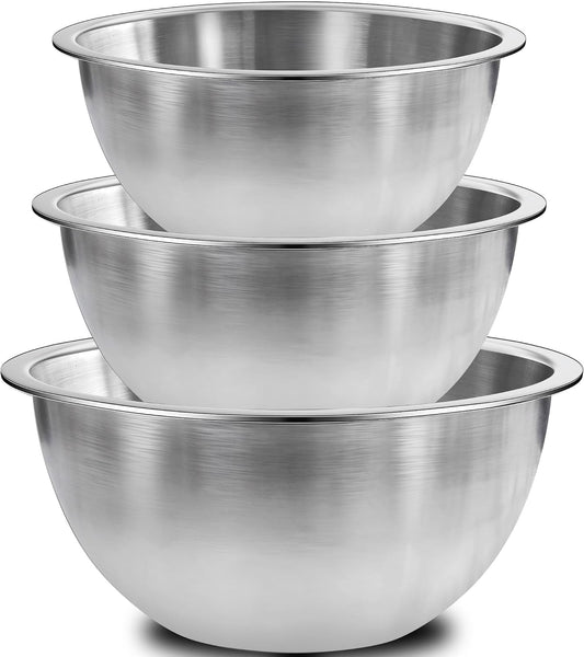 DUTZUN Stainless Steel Bowls, Metal Mixing Bowl Set of 3