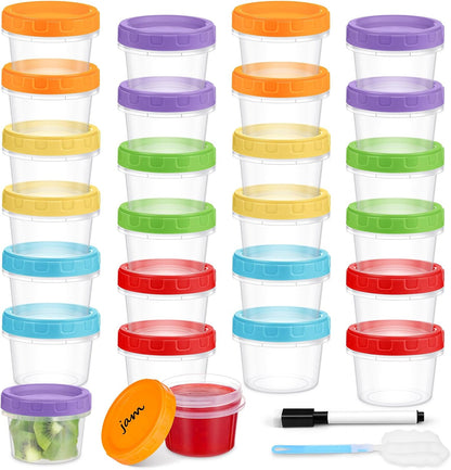10 oz Plastic Containers with Lids, 12 Pack Stackable Small Freezer Container, Reusable Clear Food Storage Meal Prep Containers for Snack Fruit, Microwave & Dishwasher Safe