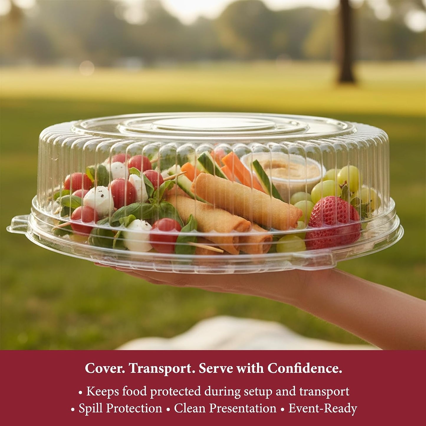 Smarty Had A Party 12 Inch Black Round Plastic Serving Tray – Heavy-Duty Party Platters & Catering Trays, Reusable or Disposable Plastic Trays for Serving Food, Elegant Party Tray Set of 25