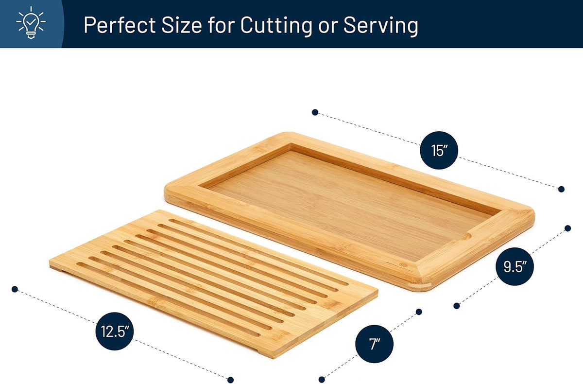 RoyalHouse Large Premium Natural Bamboo Bread Cutting Board
