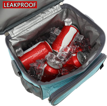 FlowFly Insulated Reusable Lunch Bag Adult Large Lunch Box for Women and Men with Adjustable Shoulder Strap,Front Zipper Pocket and Dual Large Mesh Side Pockets,Cherry - Colors B