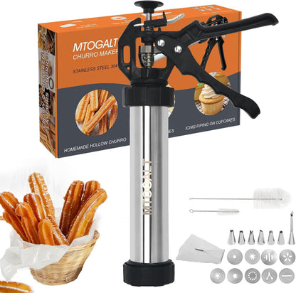 21-Piece Cookie Press Set, Churro Maker Machine, Stainless Steel Baking Gun