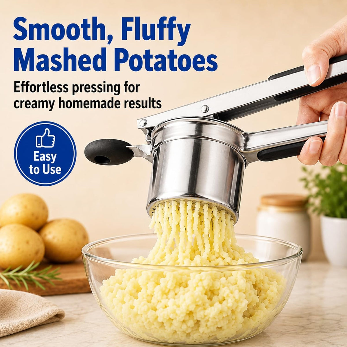 Stainless Steel Potato Ricer, Potato Press for Mashed Potatoes, Vegetable Ricer