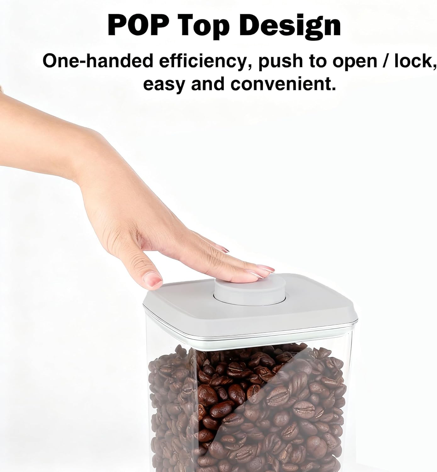 Melovom Pop Airtight Food Storage Container with Lid, 4L/4.2qt Large Cereal Flour Sugar Storage Container with Scoop, One Button Opening, BPA-Free, Kitchen Pantry Organization and Storage