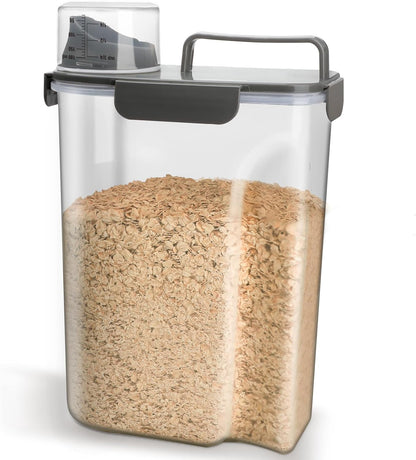 Komzon Rice Storage Containers, 20 LB Rice dispenser with Pouring Spout Large Bin for Flour, Pasta, Grain and Baking, Pet Dog Cat Bird Food Container Grey