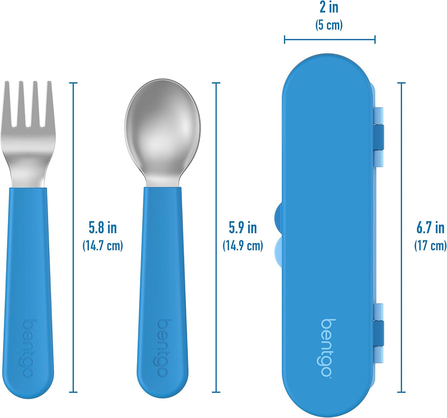 Bentgo Kids Stainless Steel Utensil Set - Reusable Fork, Spoon & Storage Case, PFAS- & BPA-Free, Easy-Grip Handles, Lightweight, Dishwasher Safe, School Lunch, Travel & Outdoors (Dinosaur)