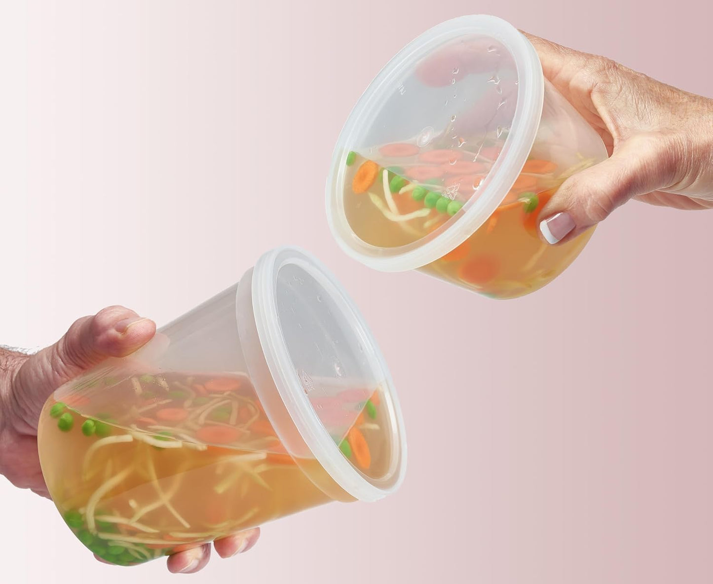 DuraHome Food Storage Containers with Lids 8oz, 16oz, 32oz Freezer Deli Cups Combo Pack, 44 Sets BPA-Free Leakproof Round Clear Takeout Container Meal Prep Microwavable, Airtight Lids (Mixed Sizes)