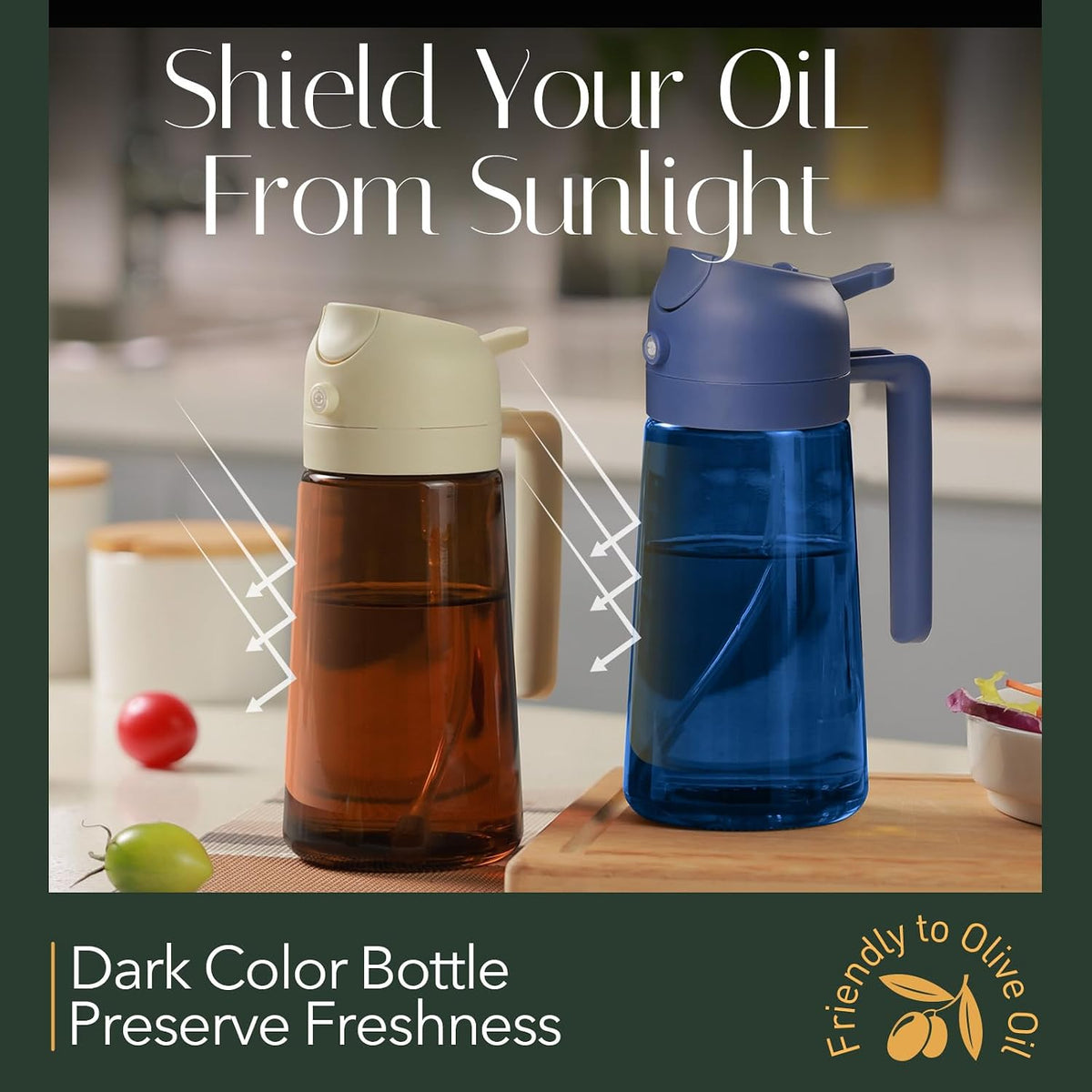 YARRAMATE 16oz/470ml Light-Blocking Dark Oil Sprayer for Cooking (Black)