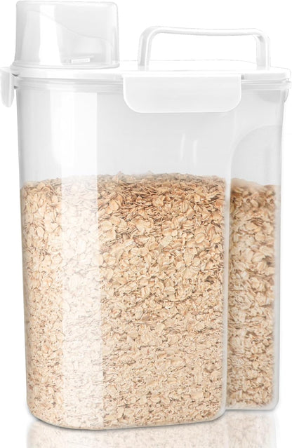Komzon Rice Storage Containers, Rice dispenser with Pouring Spout Portable Handle for Flour, Pasta, Grain and Baking, Pet Dog Cat Bird Food Container 20 LB Grey