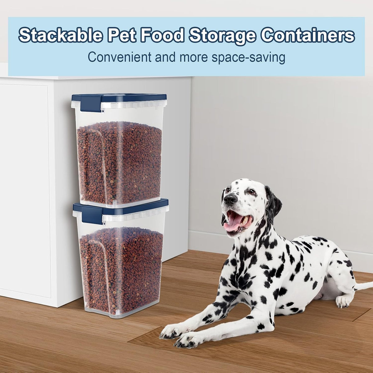 LEAWALK 10Lbs/10.57Qt Airtight Dog Cat Food Storage Container and Dog Treat Containers BPA-Free, PET Clear Stackable Pet Storage Bin, Pop Top, 1-Cup Scoop for Pet Food/Rice/Flour/Bread/Grains