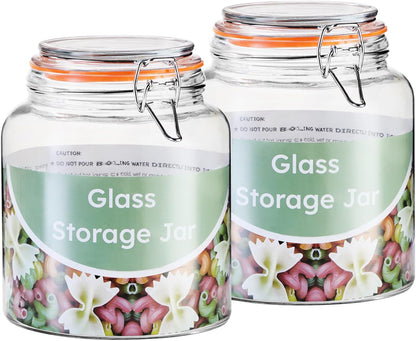 1 Gallon Glass Jars, Wide Mouth Airtight Lids, Food Storage 2 Pack