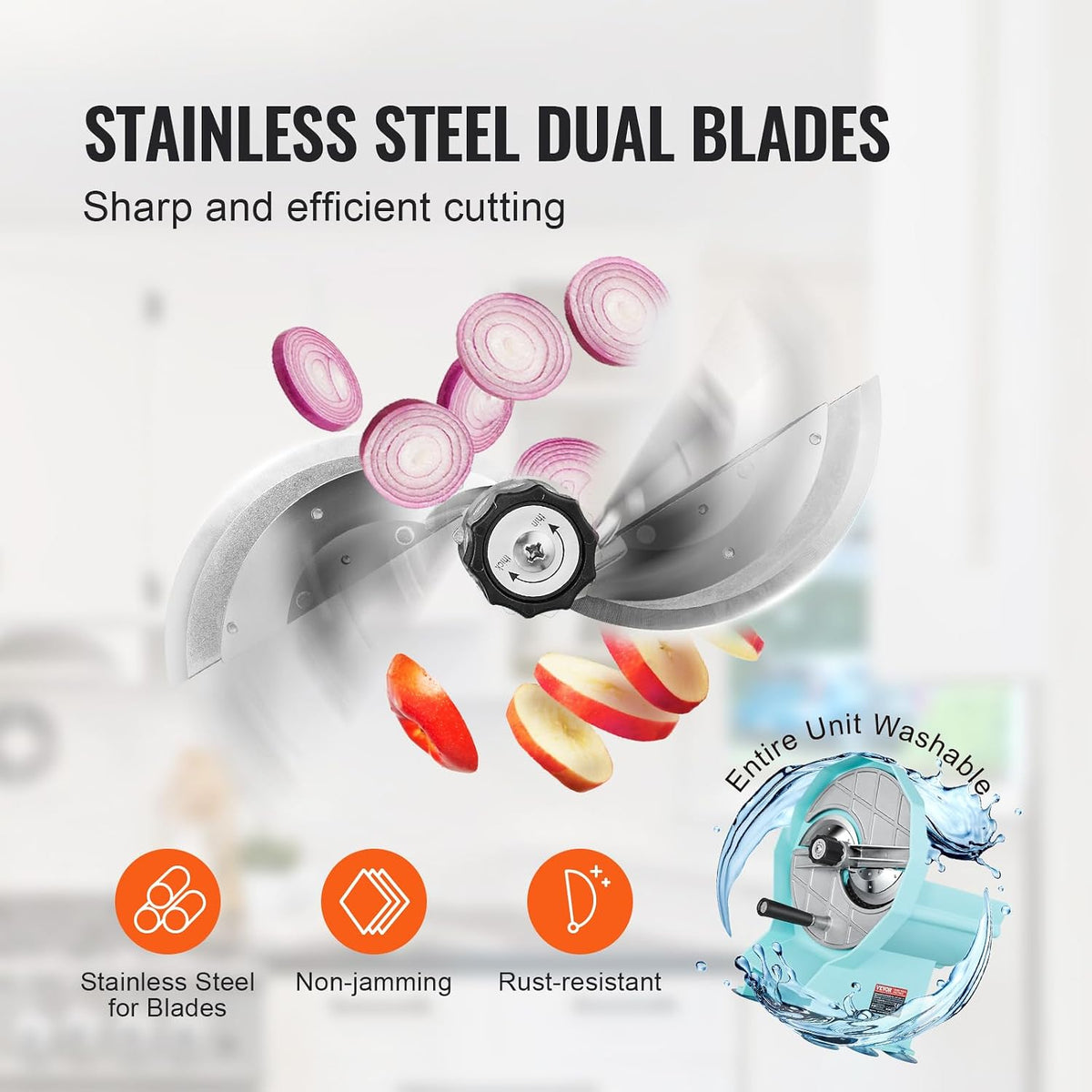 VEVOR Manual Vegetable Fruit Slicer, 0-0.5"/0-12mm Thickness Adjustable Commercial Slicer Machine, Stainless Steel Food Cutter Slicing Machine with 2 Spare Blades, for Potato, Cucumber, Lemon, Tomato