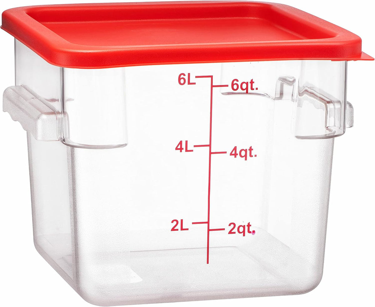 Tiger Chef 18 Quart Commercial Grade Clear Food Storage Square Polycarbonate Containers With Blue Lids 4 Pack
