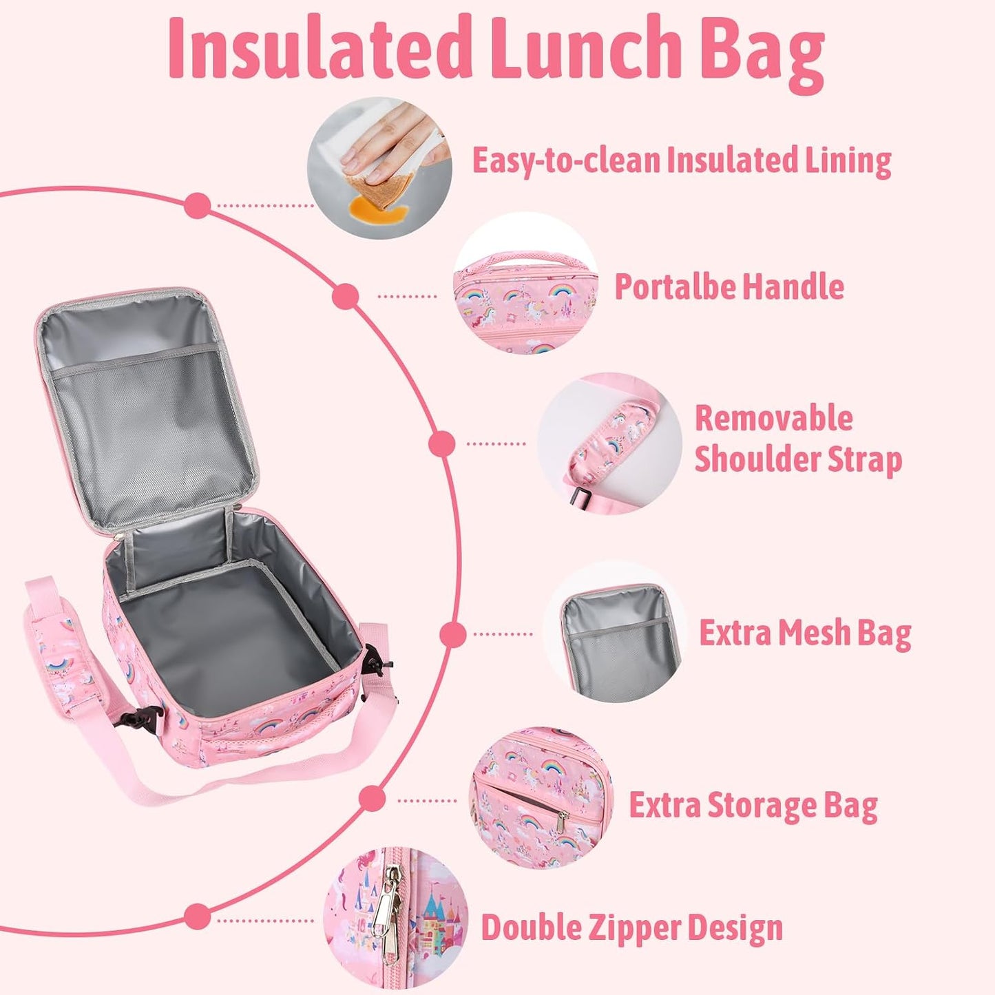 Kids Bento Lunch Box with Thermo Leak-Proof Snack Lunch Containers with Insulated Lunch Bag Utensils Set Back to School Supplies Gifts for Boys and Girls Toddlers Kindergarten Lunch Accessories Blue