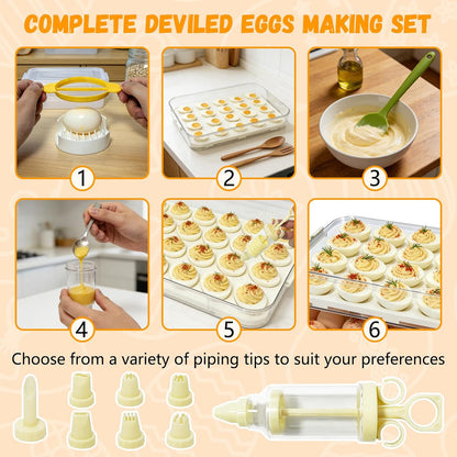 2-Layer Deviled Egg Containers with Lid & Handle | Easter Gifts for Kids | Easter Deviled Egg Tray Carrier for 40 Eggs | Clear Storage Devil Egg Platter for Party | Home Kitchen Gifts for Women