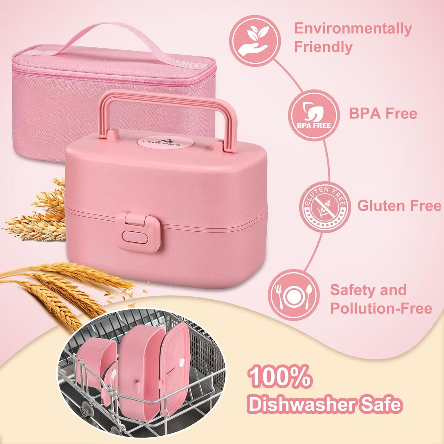 Pawtong Bento Lunch Box with 8oz Soup Thermo, Kids Sustainable Bento Box Leakproof Lunch Food Containers with Lunch Bag, Kids Thermo Insulated Hot Food Jar for School, Trvael (Blue)