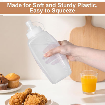 2Pcs Salad Dressing Dispenser 27Oz 20Oz Condiment Squeeze Bottles for Sauce