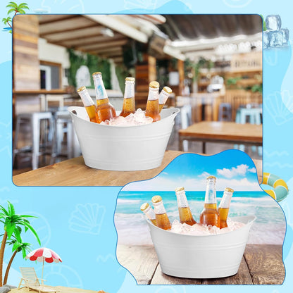 Patelai 6 Pcs Ice Buckets Bulk, Plastic Ice Buckets with Handles, Oval Storage Tub, Large Capacity Drink Tub for Party Bar Wine Beer Champagne Beverage Bottle Cooler(4.5 Liter,Clear)