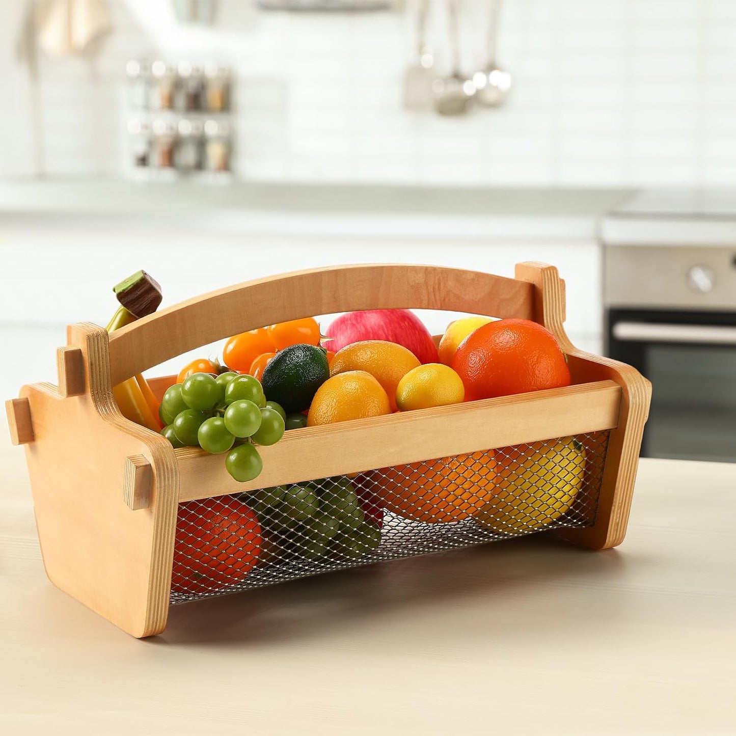Teenyyou Garden Harvest Basket Mesh Storage with Handle Versatile Gardening Fruits Vegetables Gathering Basket Garden Supply Gardener Gift for Farmer Washing Holding(Brown,19in)