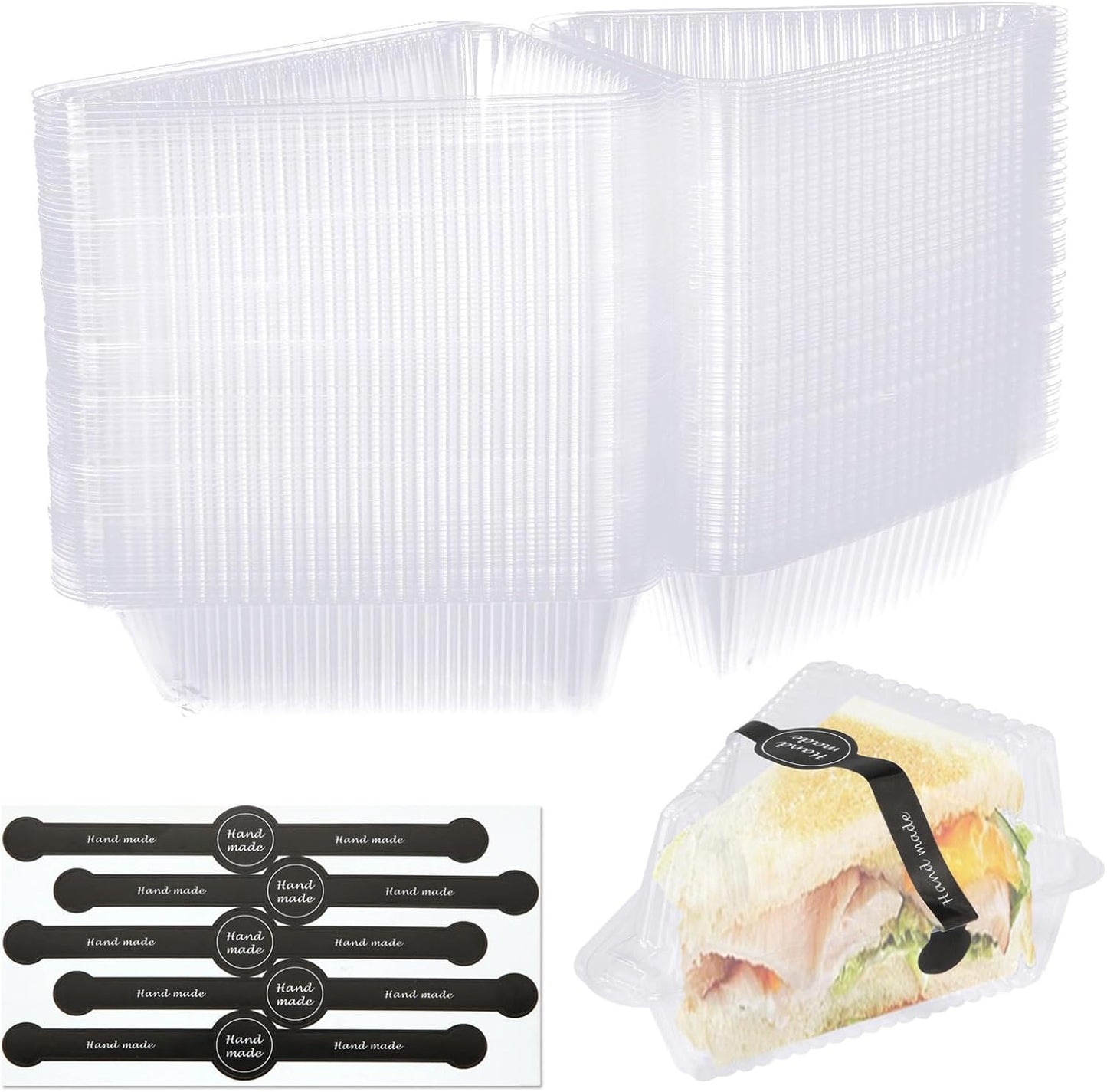 200 Pcs Thickened Cake Slice Containers with Lids Clear Plastic Hinged Cheesecake Containers Individual Disposable Triangle Cake Boxes for Pie Slice Cheesecake, Tres Leches, Flan, Desserts