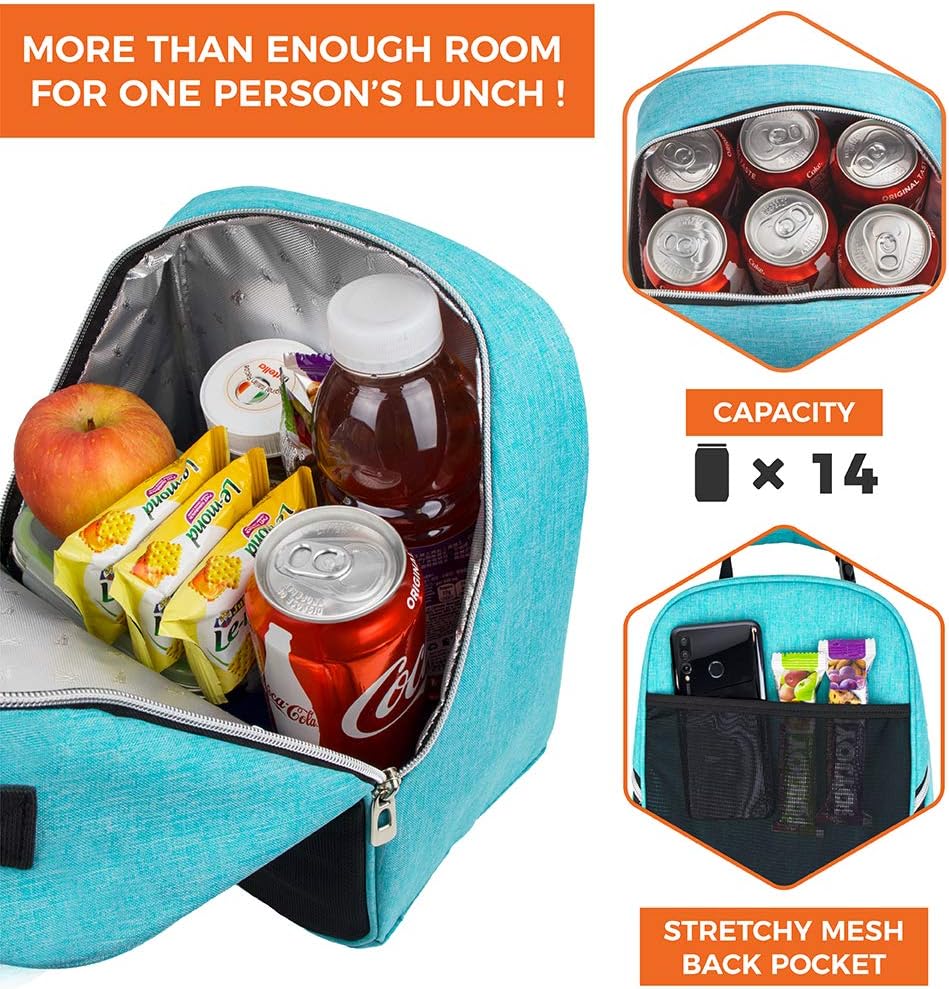 opux Lunch Box for Girls Boys Kids, Insulated Leakproof Lunch Bag, Reusable Teen Lunch Boxes for School, Medium Large lunchbox for Women Men Adult for Work with Front Back Pocket (Purple)