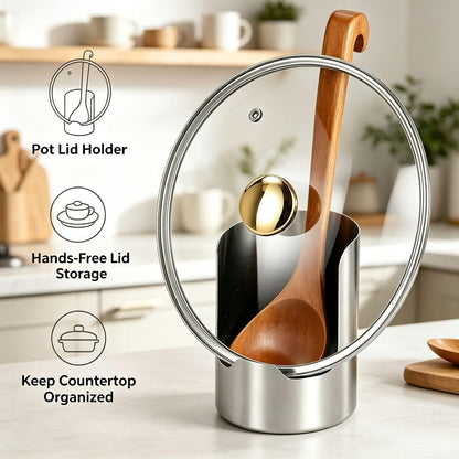 2 Pcs Multi-Functional Kitchen Utensil Holder, Pot Lid & Spoon Rack