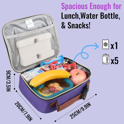 Genteen Lunch Box for Kids, Boys - Insulated Small LunchBox Reusable, Zip Closure & Buckle Handle, Portable Cooler for Work, School, Travel (Lake Green)