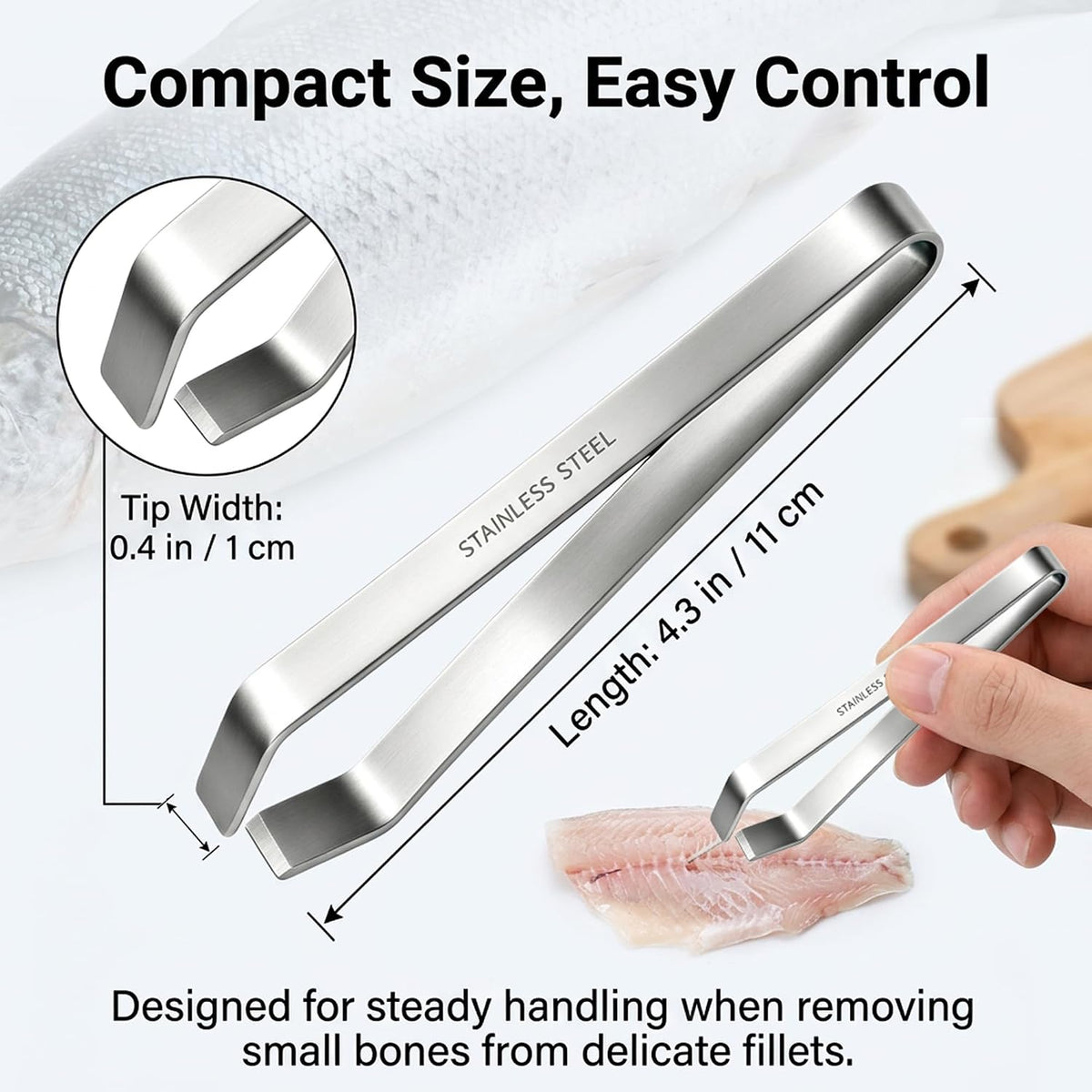 Fish Bone Tweezers, Stainless Steel Pin Bone Remover Tool, 2 Pack