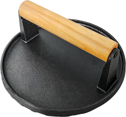 Burger Press Patty Maker Stainless Steel Hamburger Patty Press Mold Wood Handle Non-Stick with 100 Patty Papers,BBQs, and Cooking – Perfect for Flattening Patties and Searing Juicy Burgers