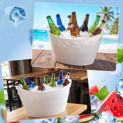 Patelai 6 Pcs Ice Buckets Bulk, Plastic Ice Buckets with Handles, Oval Storage Tub, Large Capacity Drink Tub for Party Bar Wine Beer Champagne Beverage Bottle Cooler(4.5 Liter,Clear)