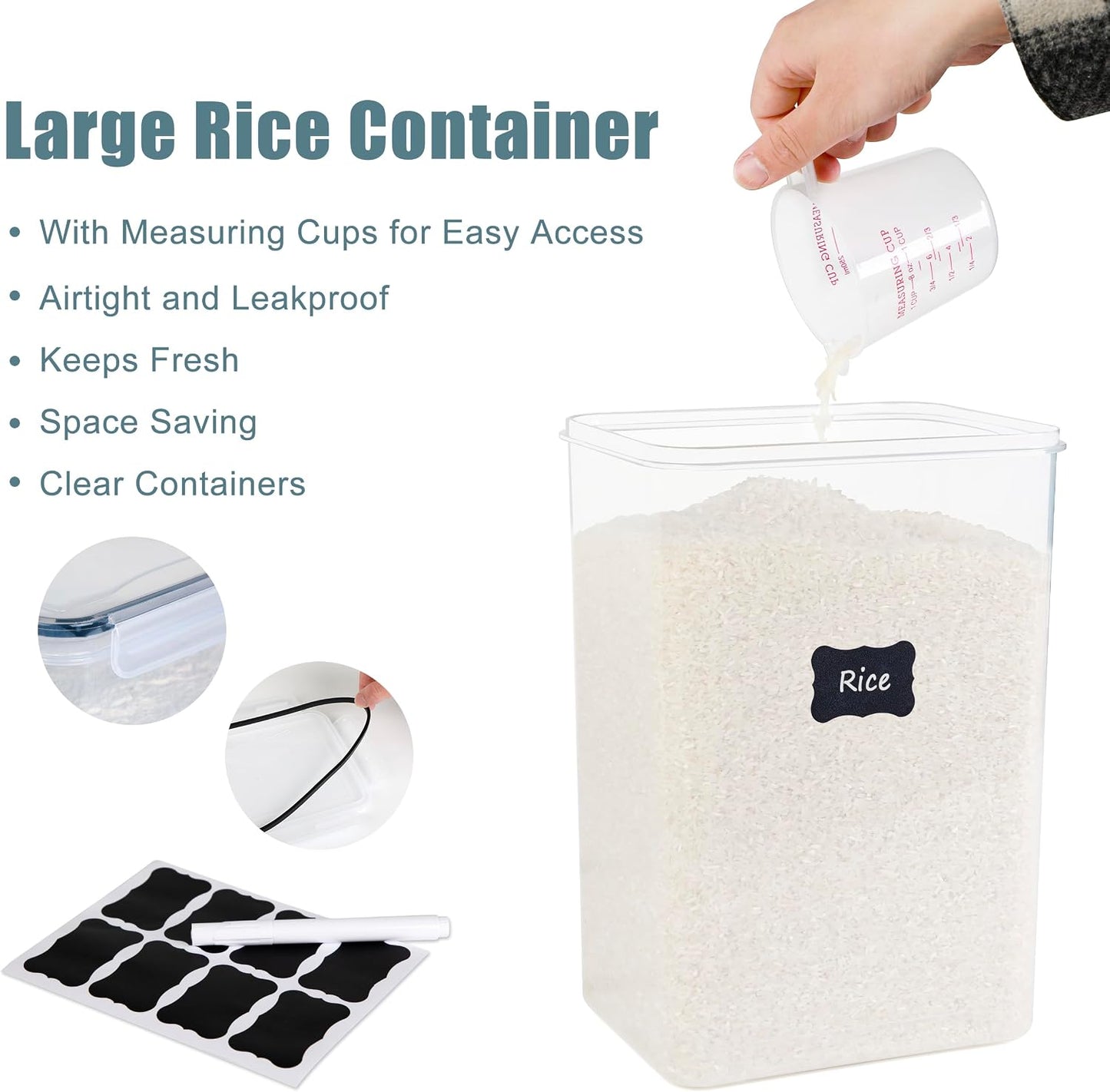 FOOYOO 2 PC Flour Sugar Storage Containers (9.5L | 321 Oz) Extra Large Food Storage Containers with Lids - Airtight Leakproof BPA FREE Flour Container for Rice, Cereal, Sugar